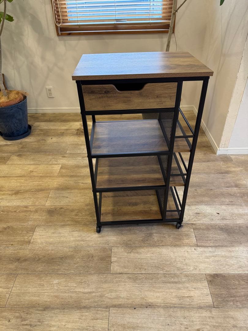 木製スチールキャスター付きラック