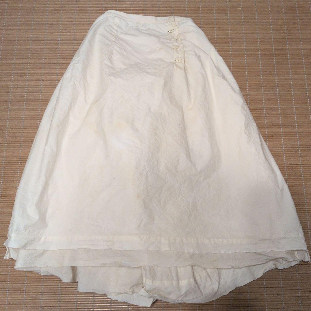 難シミありポールハーデン　生成りバックギャザースカート　定価20万