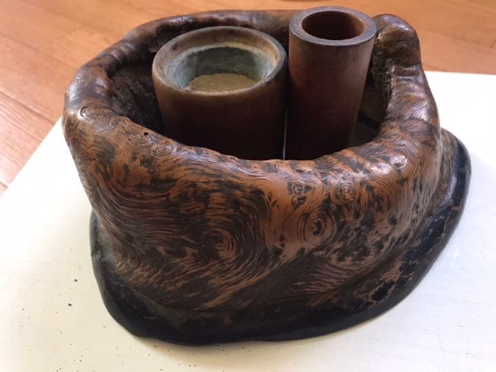 煙草盆　天然木時代アンティーク骨董花器茶道具民芸品古民具美術品レアもの瓶掛け