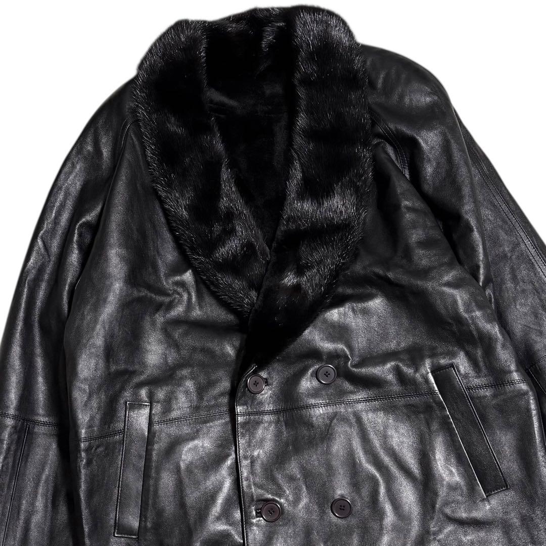 【とち さん】ミンク×レザー ダブルコート リバーシブル 本毛皮 本革 メンズ