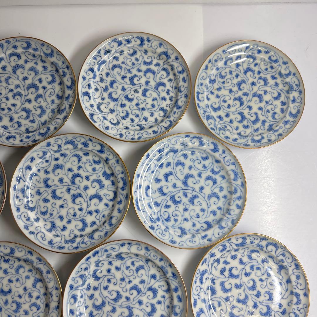 江戸中期　古伊万里唐草文　最上手小皿20枚　木箱付　東Y7-1104☆2Fトエオ