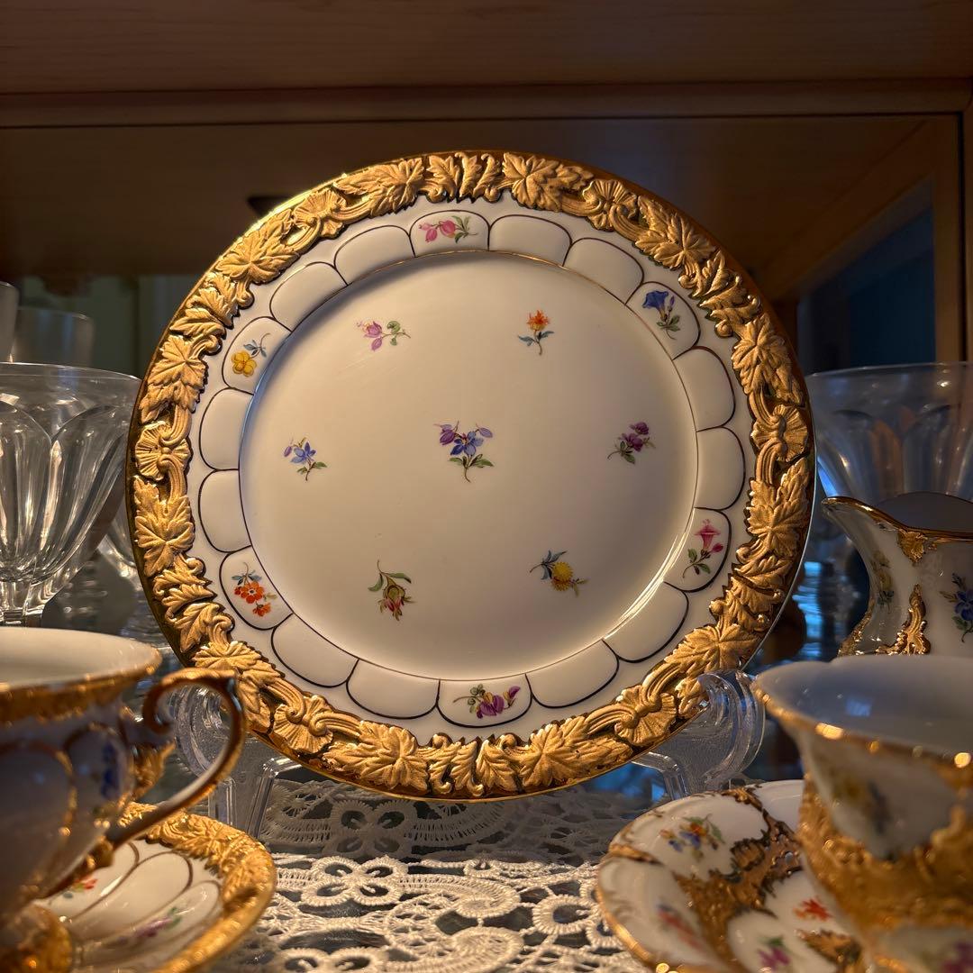 MEISSENマイセン グランツゴールド　Xフォーム 宮廷の小花 プレート