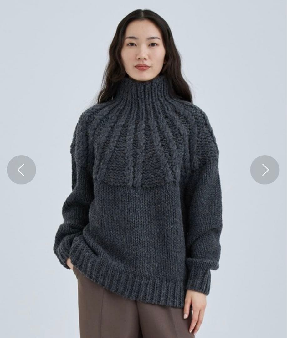 クラネ　CHUNKY CABLE HAND KNIT TOPS グレー　長袖