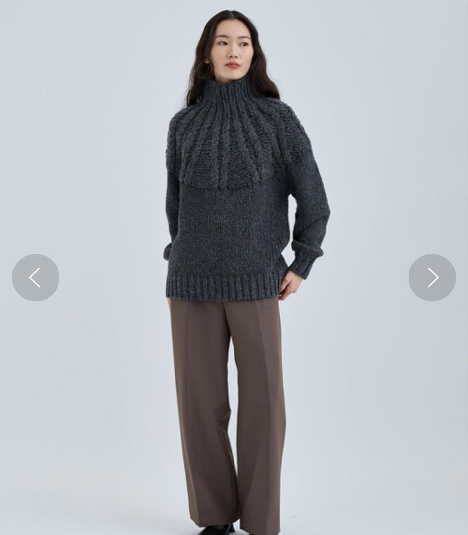 クラネ　CHUNKY CABLE HAND KNIT TOPS グレー　長袖