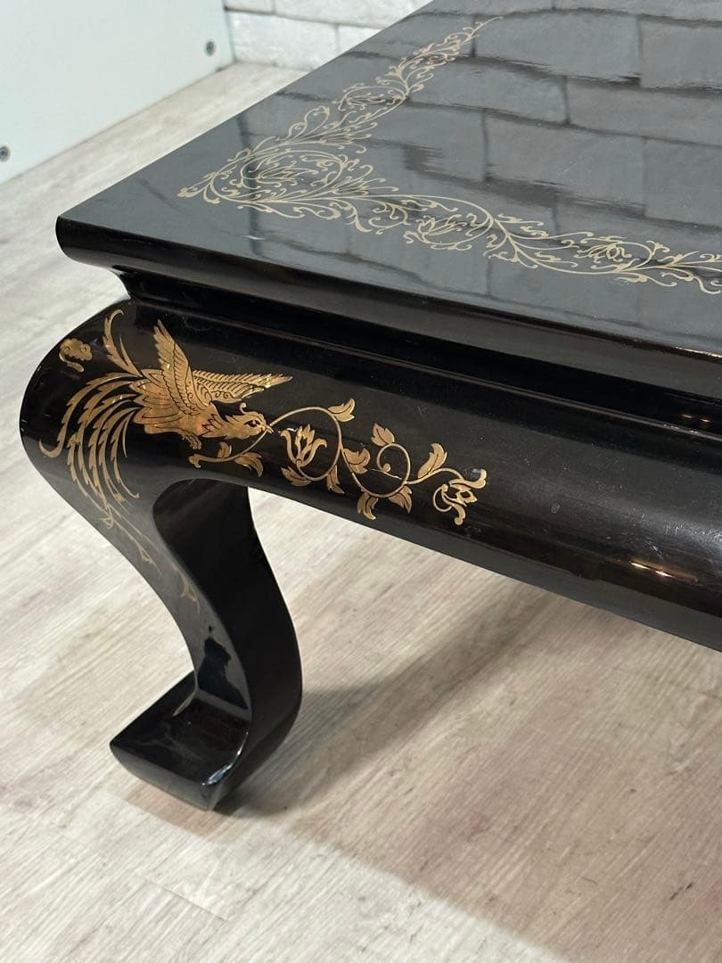 【taka】定価65万　螺鈿細工　鳳凰　木製漆塗り　テーブル　机