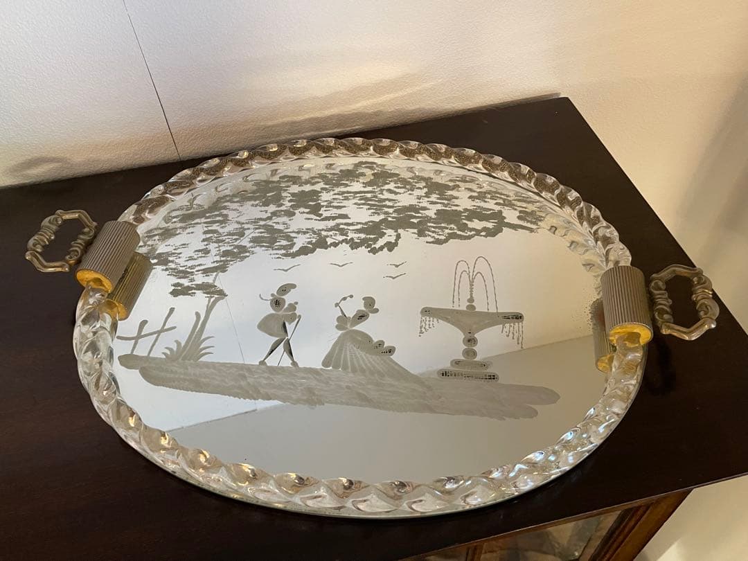 エッチングデザイン ガラス製トレー