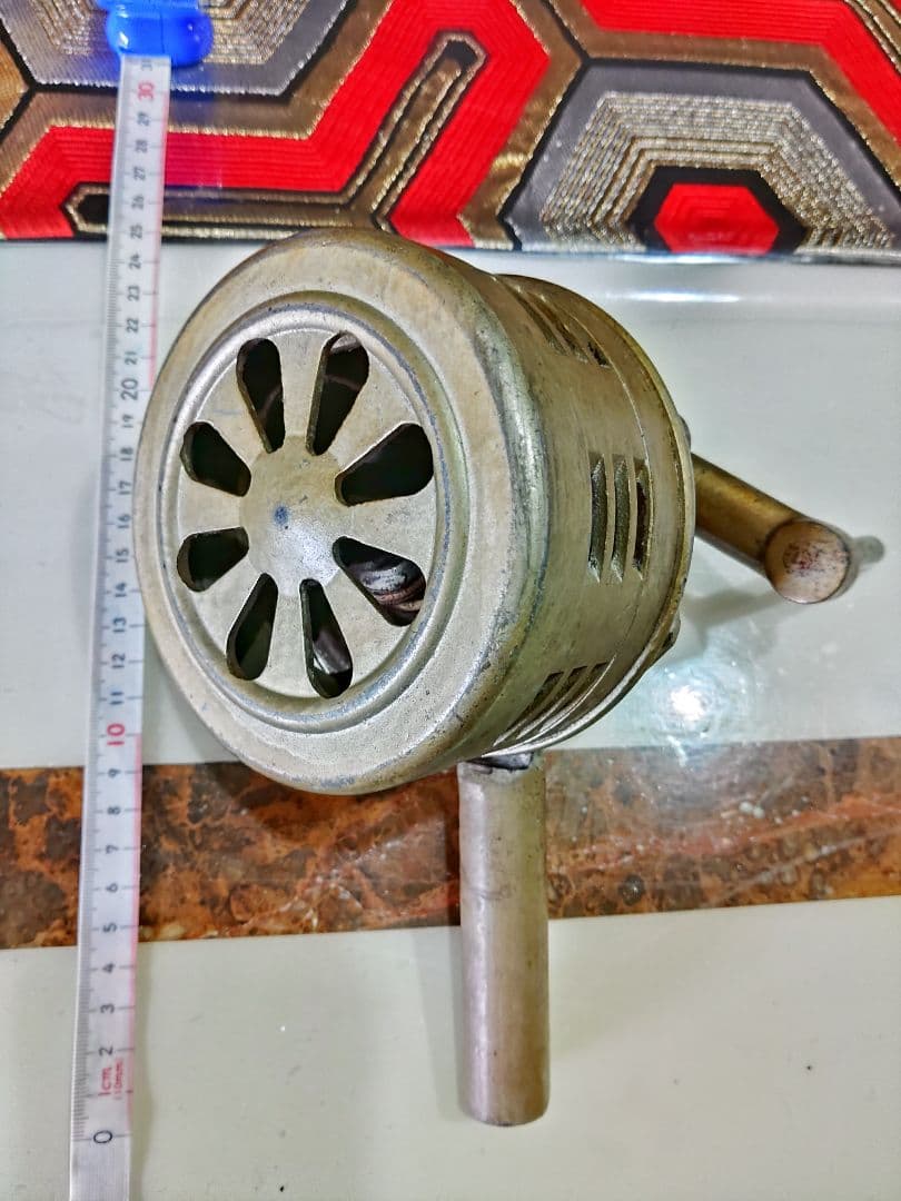 手動サイレン　手動ハンドル回転式サイレン　昭和レトロ　赤尾保商店製　名盤付　可動