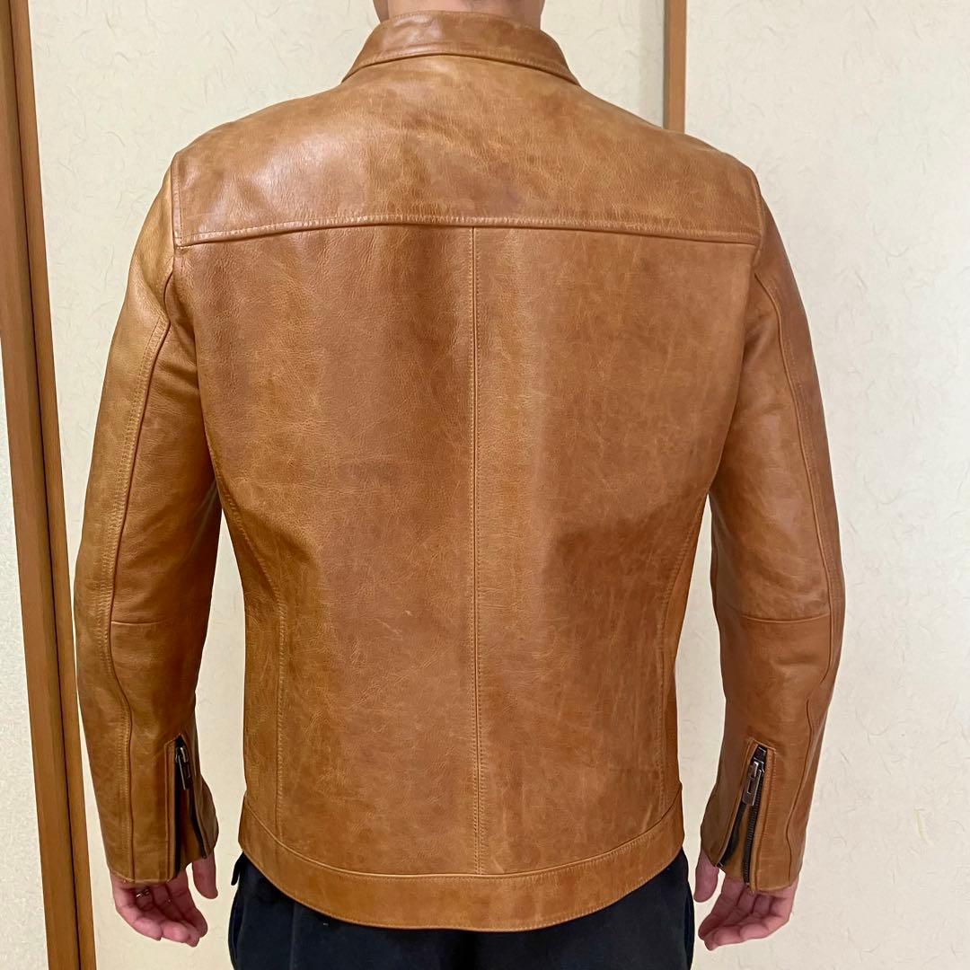 ★AVIREXFLY 本革 メンズ キャメル シングルライダースジャケットXL