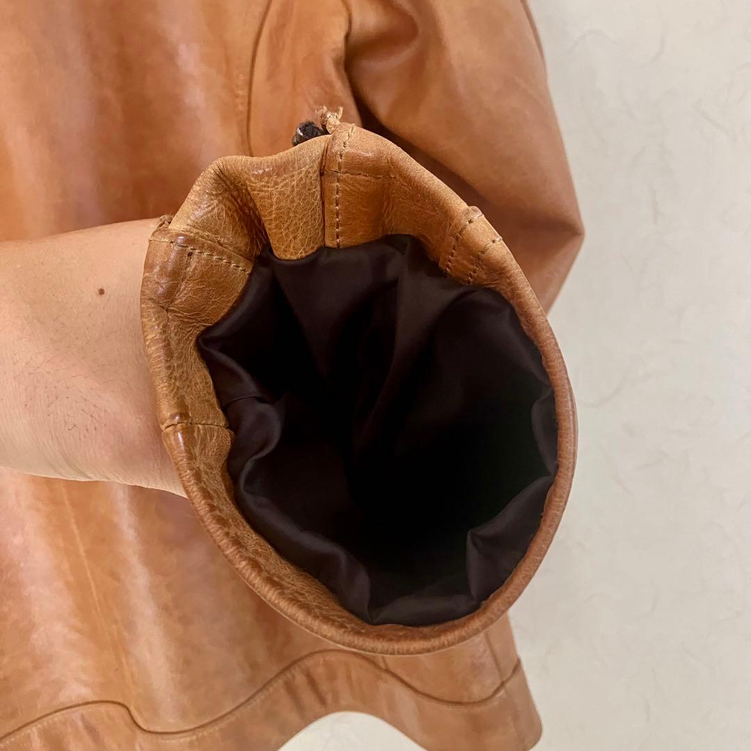 ★AVIREXFLY 本革 メンズ キャメル シングルライダースジャケットXL