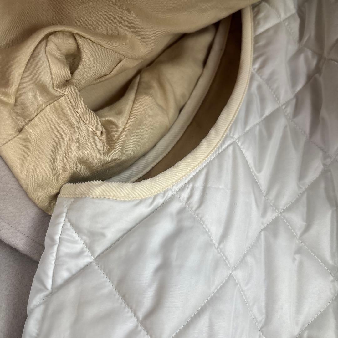 美品「casafline カーサフライン 」ウールキルティング異素材フードコート