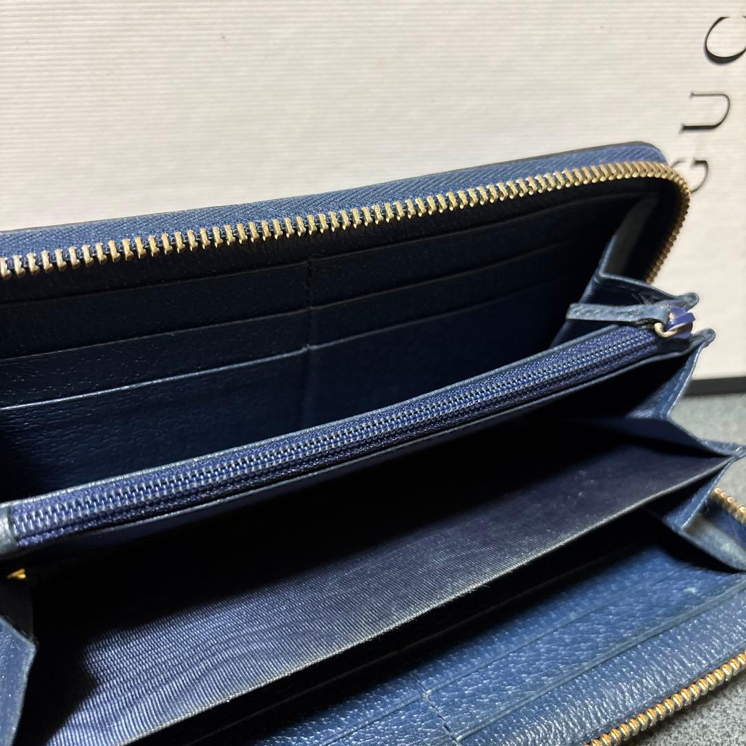 GUCCI ネイビー 長財布 GGロゴ