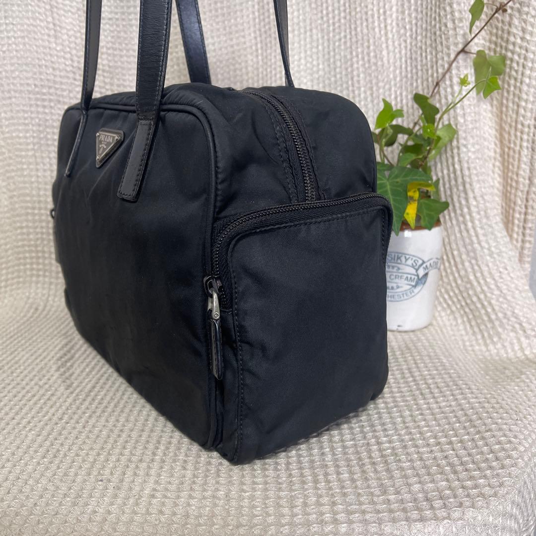 ◇ PRADA プラダ トートバッグ ナイロン×レザー ブラック ◇