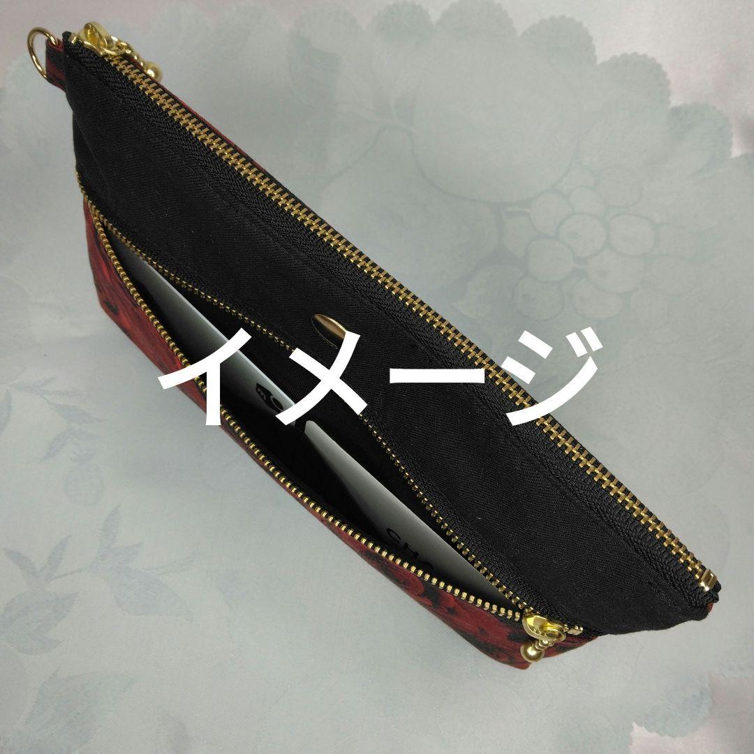 赤いばら柄 ハンドメイドサイドポケット付きトートバッグ 　ポーチ　薔薇柄　4点