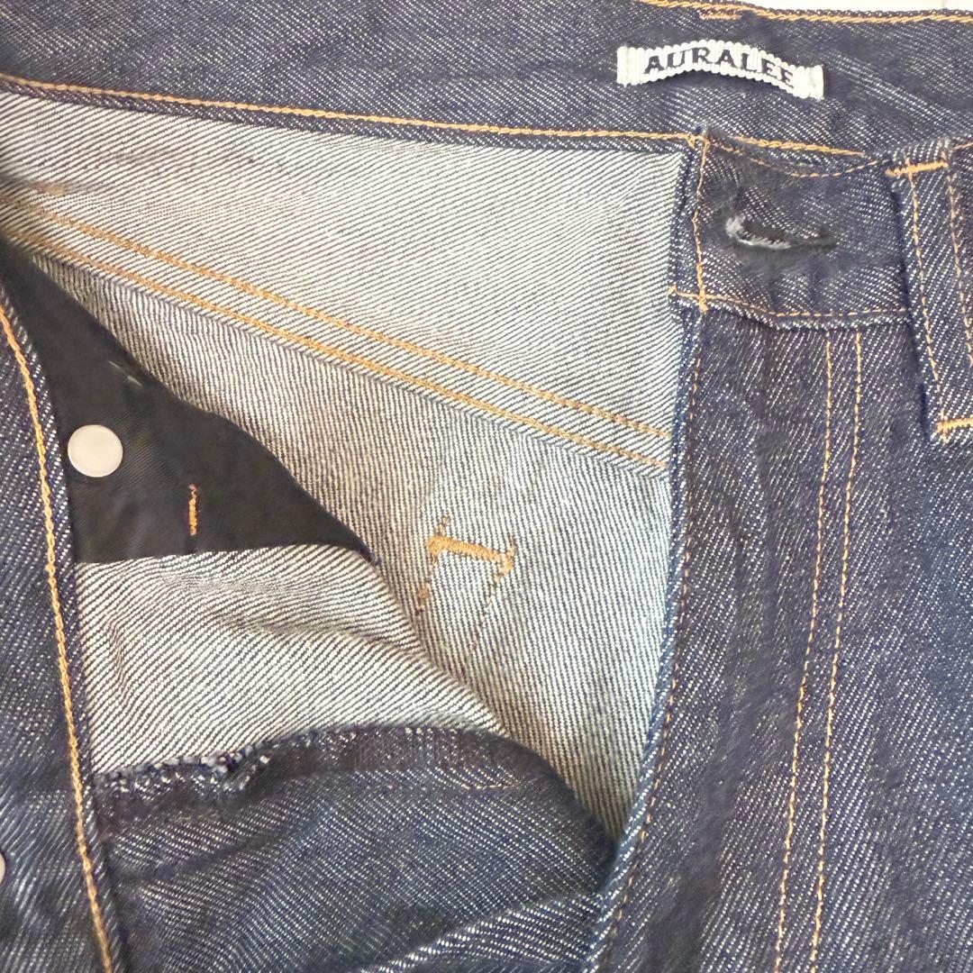 美品　オーラリー　HARD TWIST DENIM 5P PANTSデニムパンツ