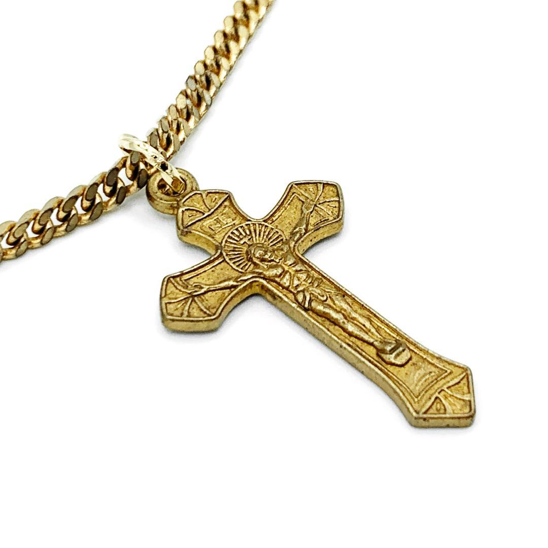 90s vintage ゴールド クロス ネックレス K18 sv925 E20