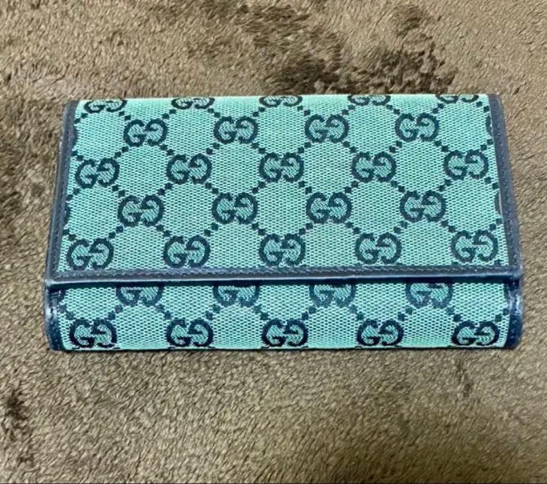 GUCCI ミントグリーン GGパターン 三つ折り財布