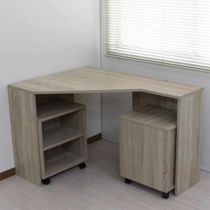 コーナーデスク　3点セット　オーク