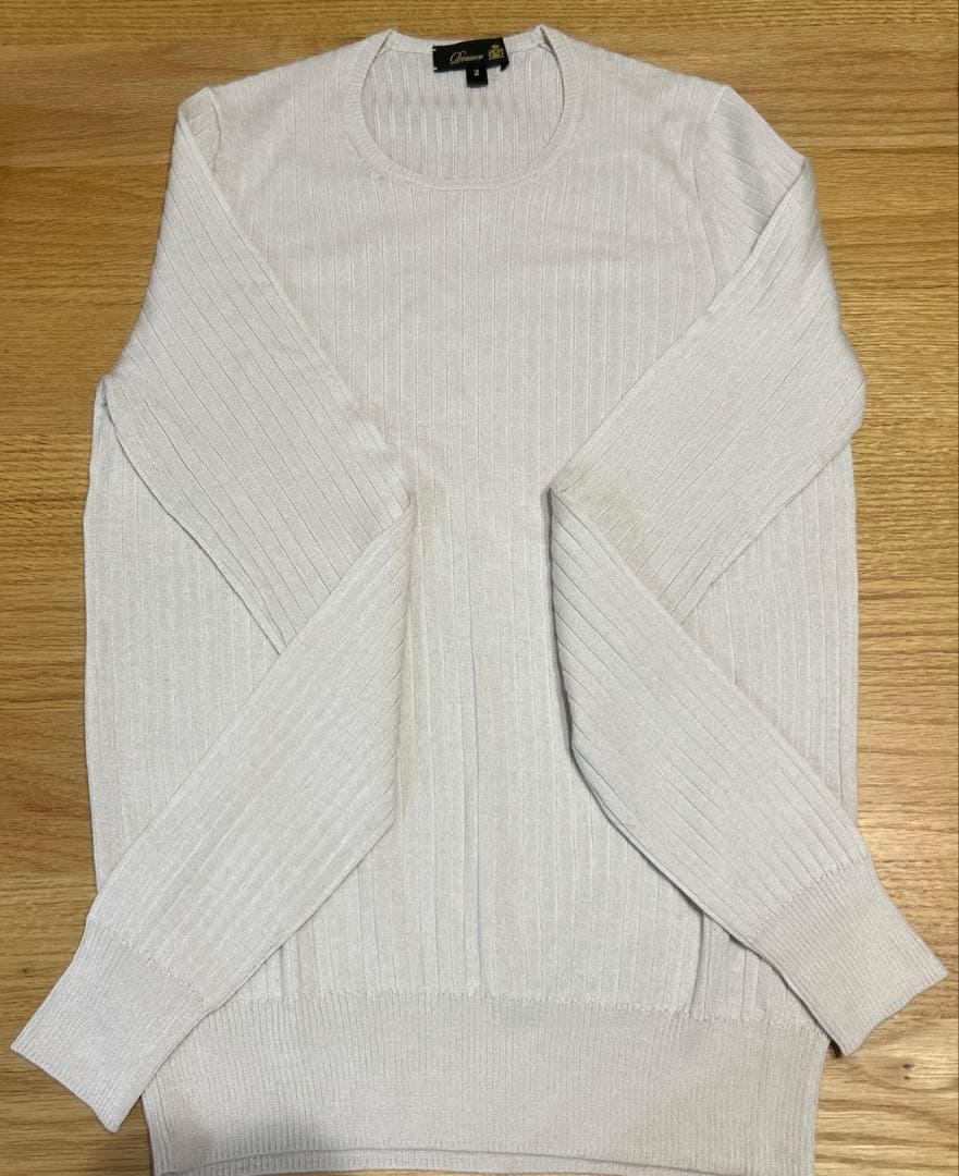 DRAWER カシミヤシルクリブクルーネックニット