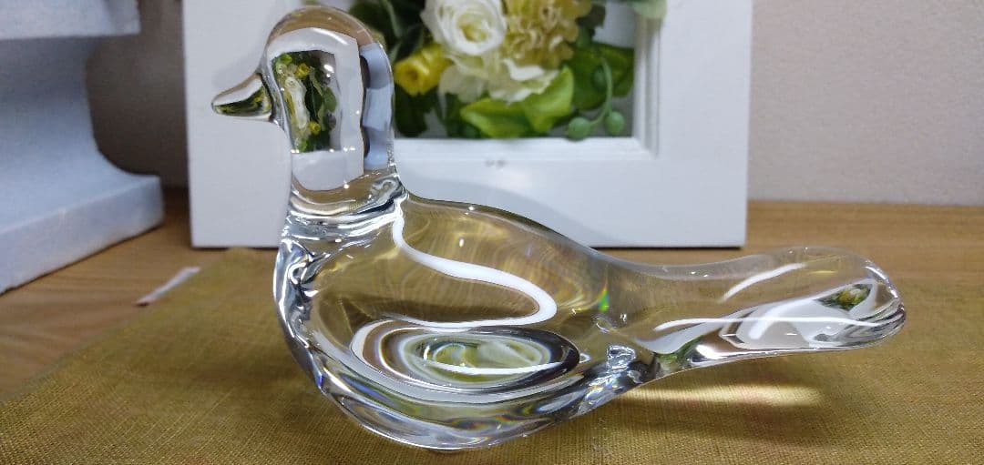 美品 バカラ Baccarat クリスタルガラス ハト 鳩 文鎮 置物 飾り物