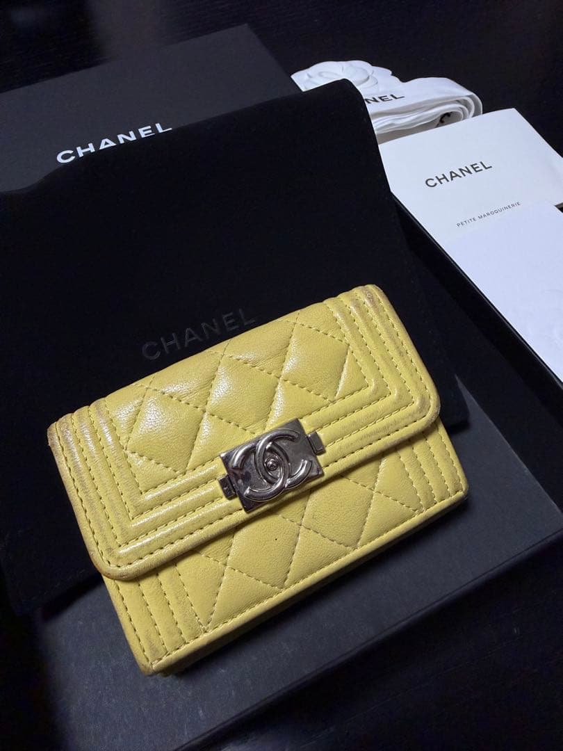 CHANEL ボーイシャネル ミニウォレット ケース イエロー　ミニ財布