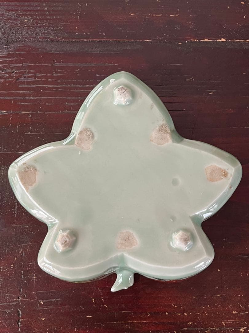 希少　注文品　清朝期　新渡　楓形鉢　五彩粉彩　蝶　虫菊　中国古玩　変形向付菓子鉢