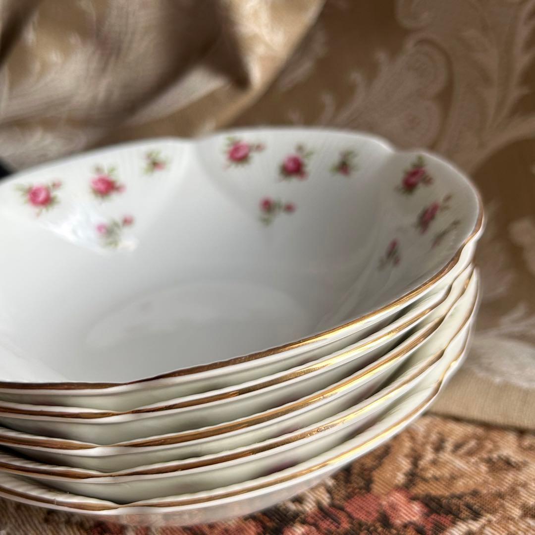 英国製 ...Rosalie 可憐な花びら金彩 ボウル5枚