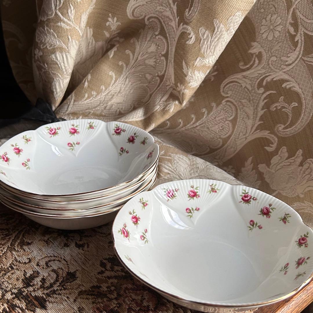 英国製 ...Rosalie 可憐な花びら金彩 ボウル5枚
