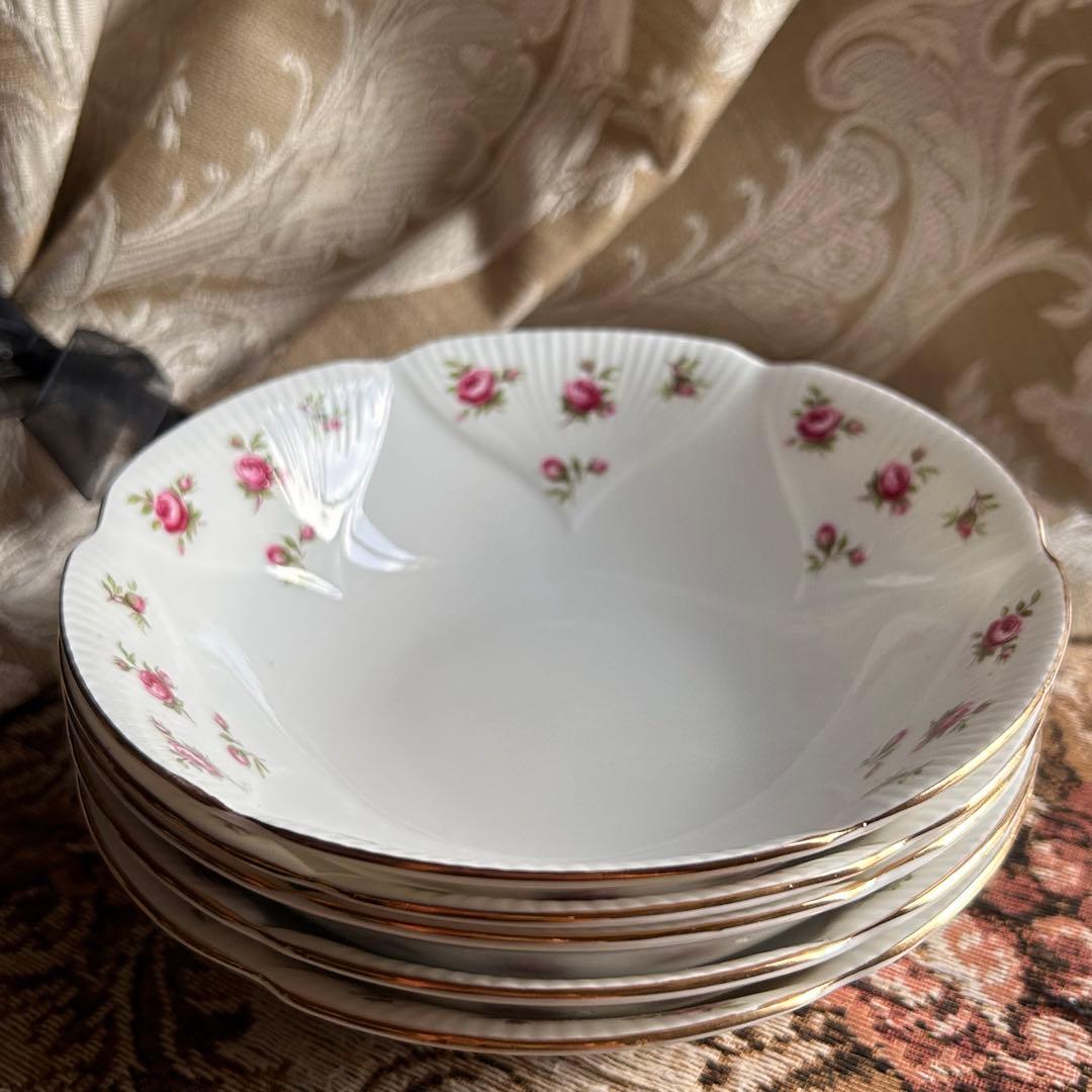 英国製 ...Rosalie 可憐な花びら金彩 ボウル5枚