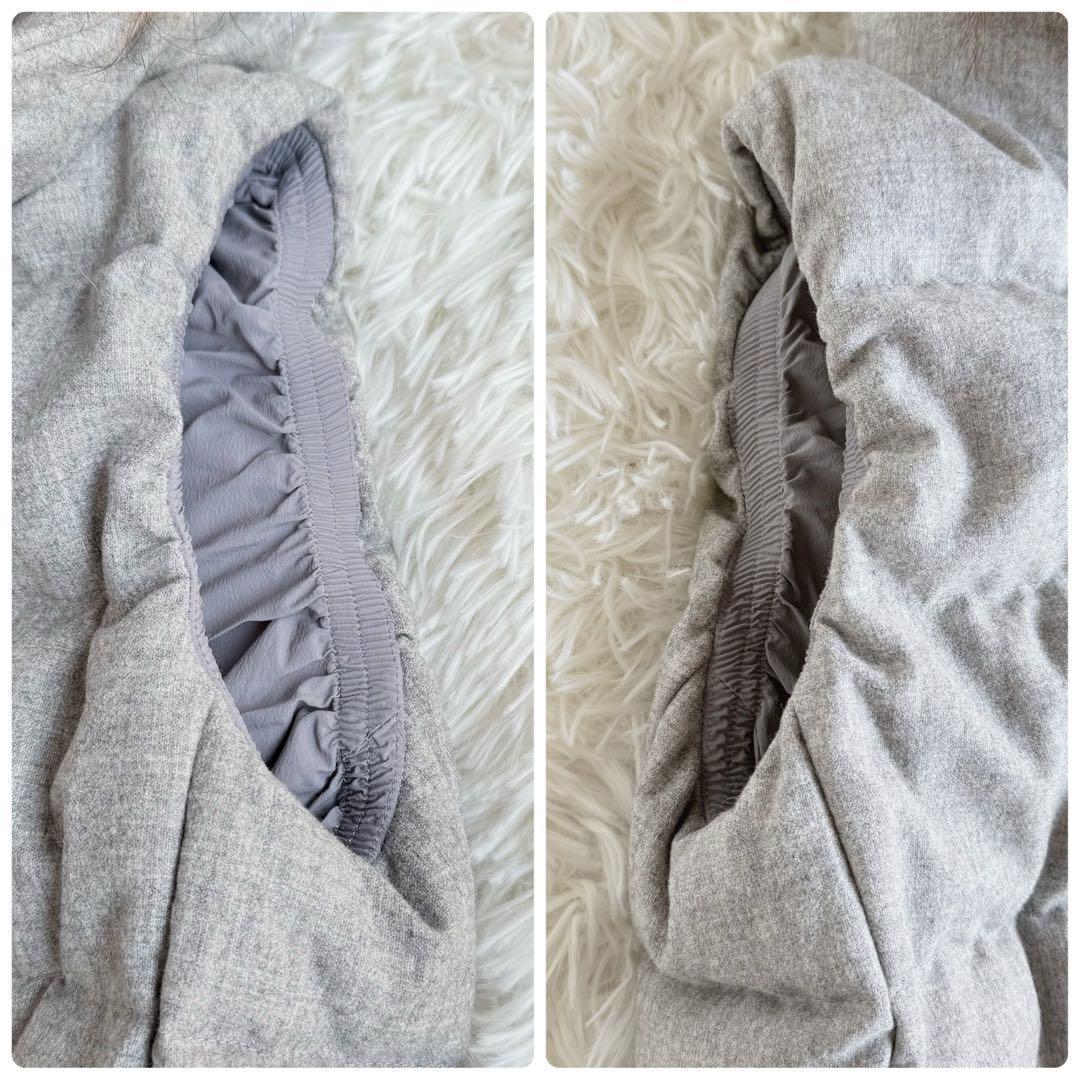 タトラス ダウンベスト ファー フード カシミヤ 金具ゴールド グレー