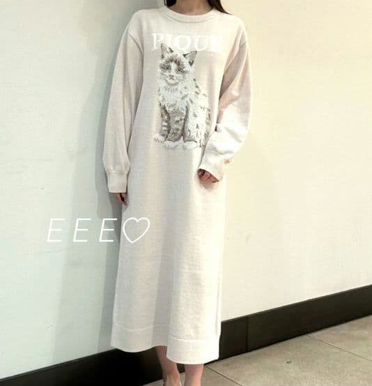 正規品♡新品 ジェラートピケ キャットジャガードワンピース ピンク