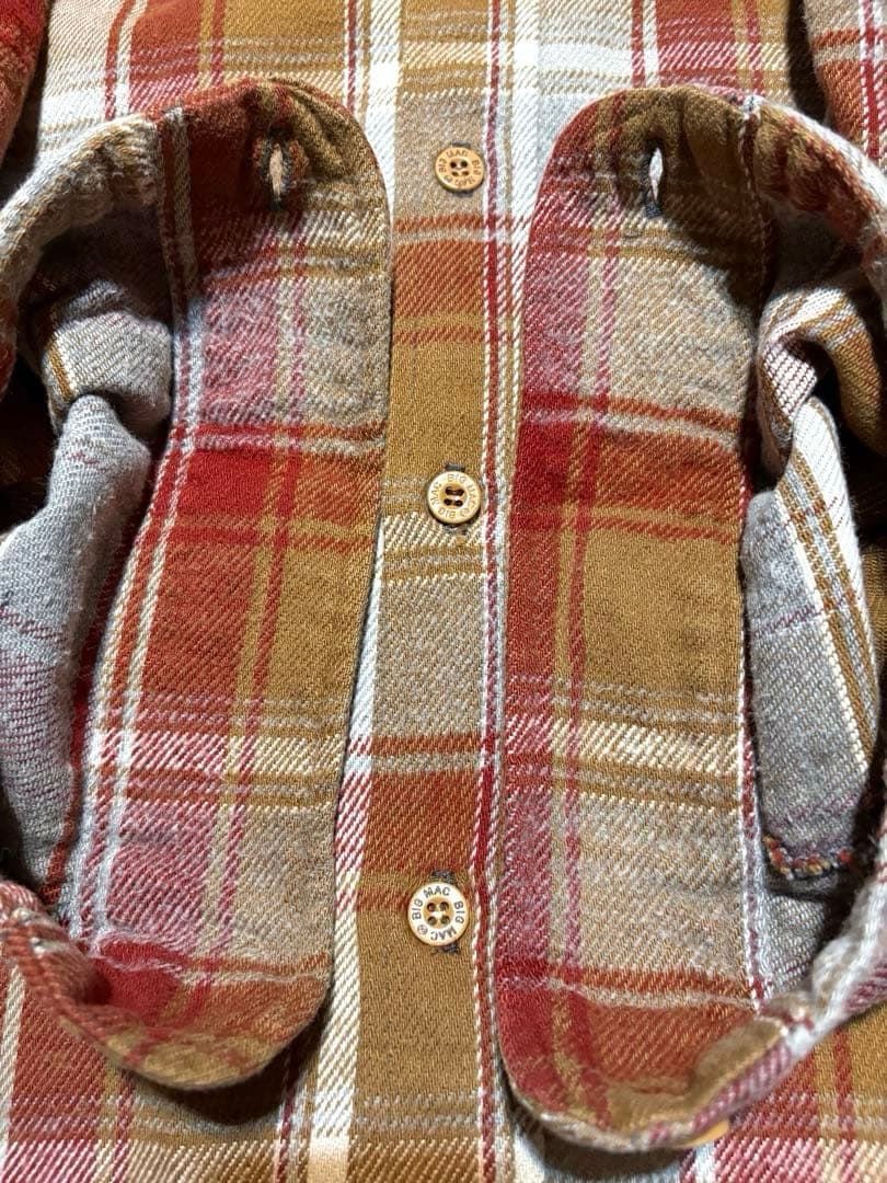 BIG MAC 長袖ネルシャツ XL Tallサイズ　赤紫　グレー　ベージュ色