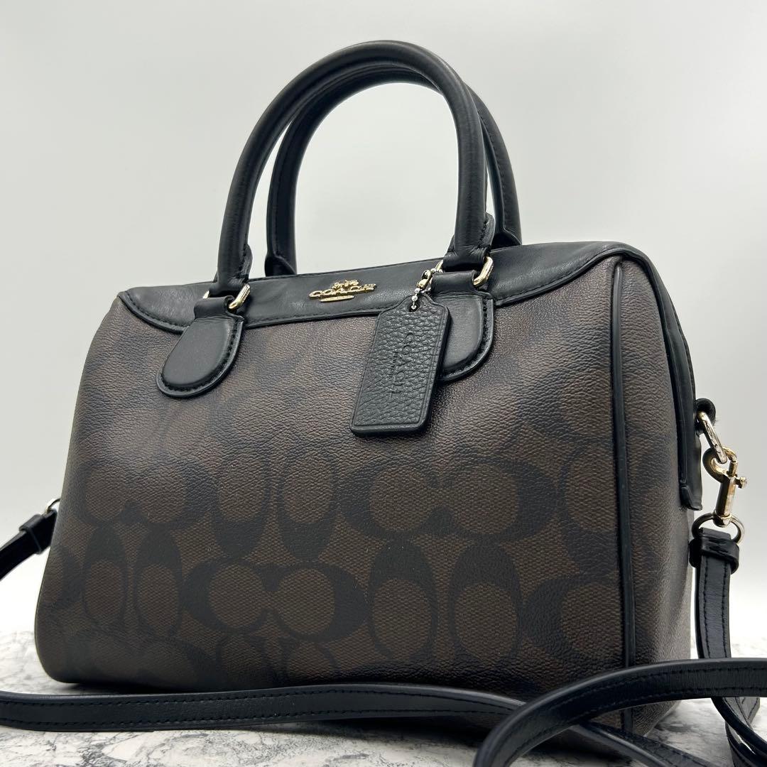 美品✨ COACH コーチ シグネチャー ショルダー ミニボストン　2way
