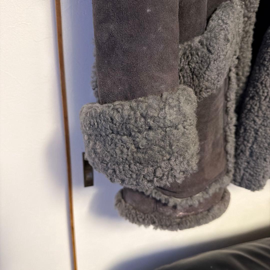 イブサンローラン　シープスキン ムートンジャケット ダークグレー