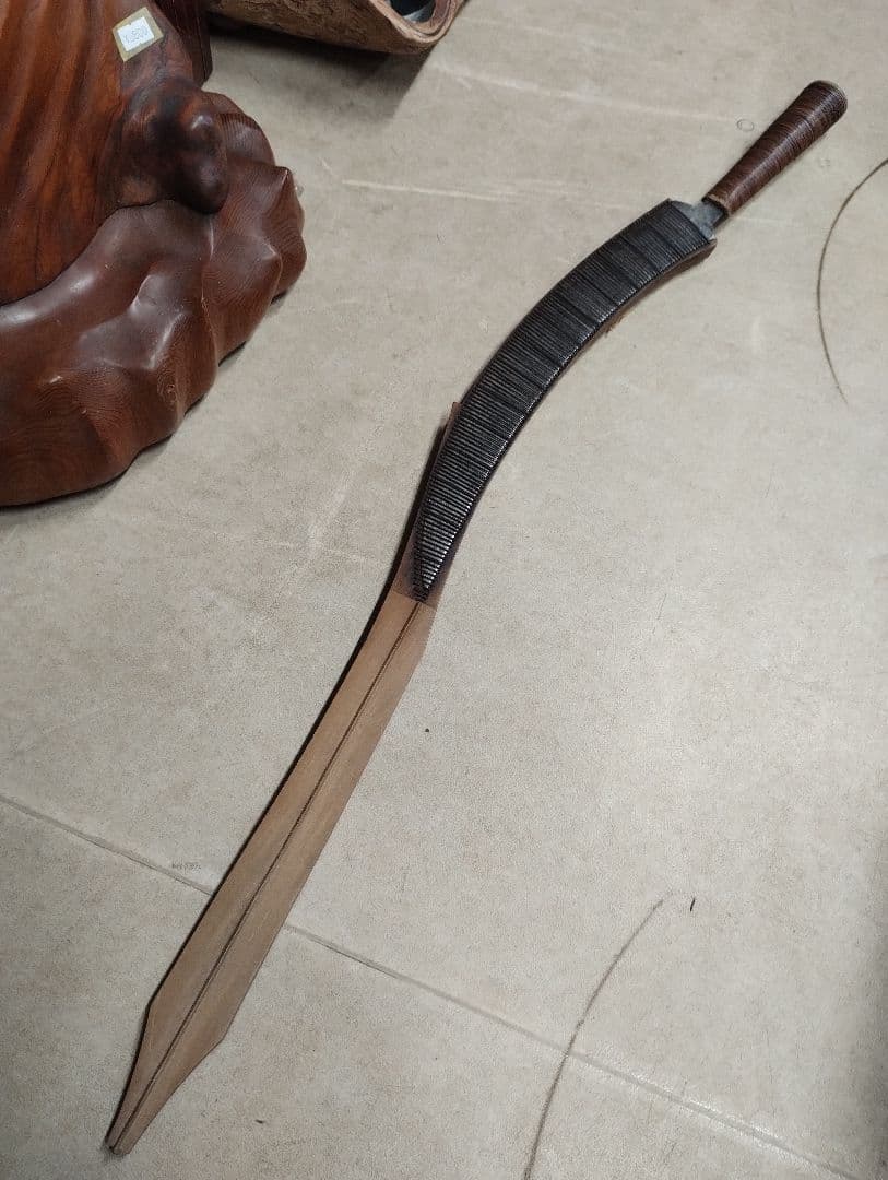 台湾美術 高砂族 民族蛮刀 96cm 木彫鞘 蕃刀 民族鉈 台湾先住民族