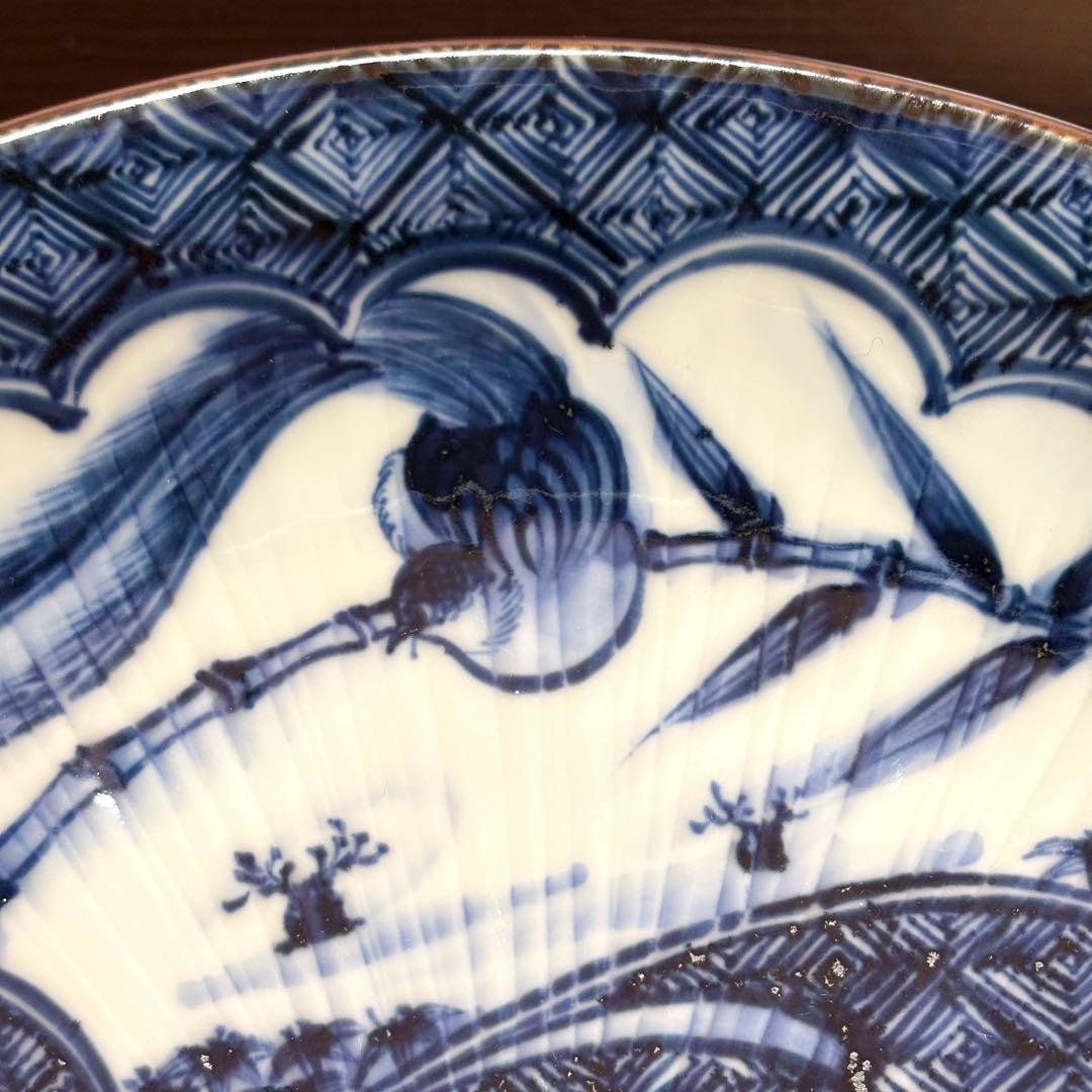 希少✨未使用保管✨京焼 清水焼 加藤利昌 青華祥瑞花鳥 10号皿 箱入✨飾皿 皿