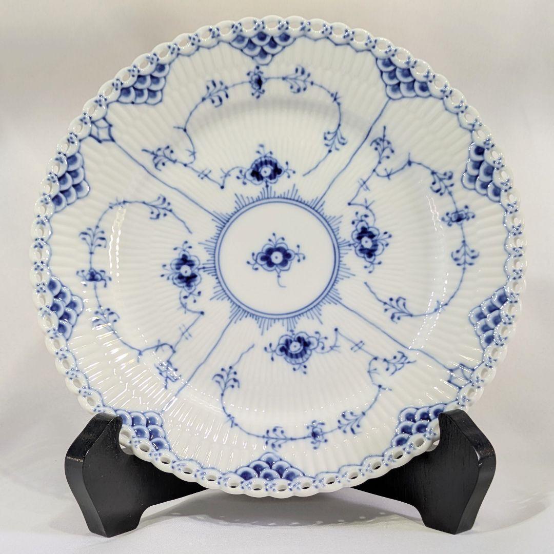 ロイヤルコペンハーゲン フルレース ブルーフルーテッド プレート 約19cm　②