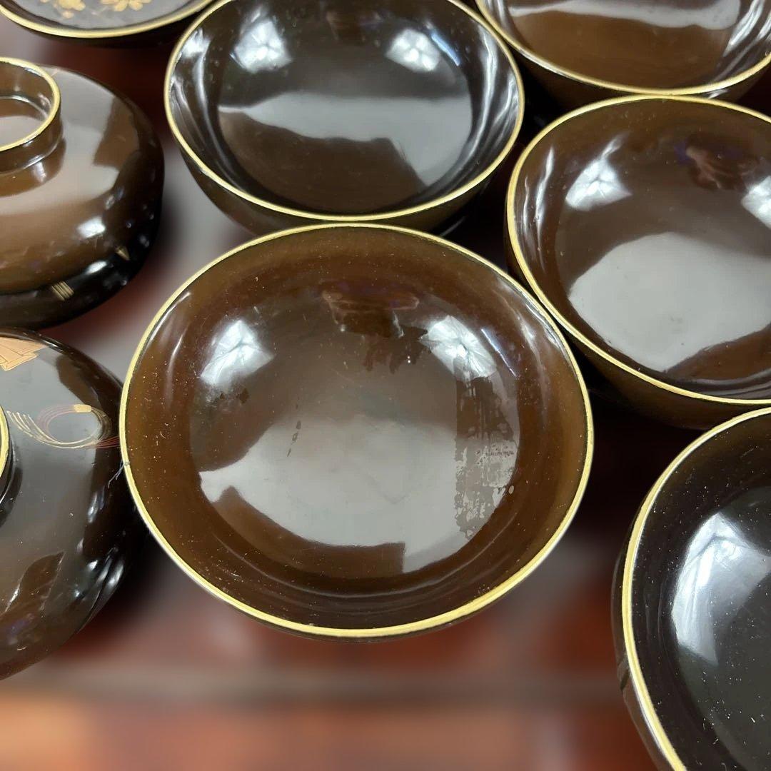 漆器 葉模様 椀 10客セット