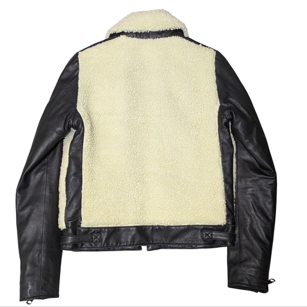 希少 moussy 羊革 y2k 平成 グリズリー レザージャケット 短丈 ボア