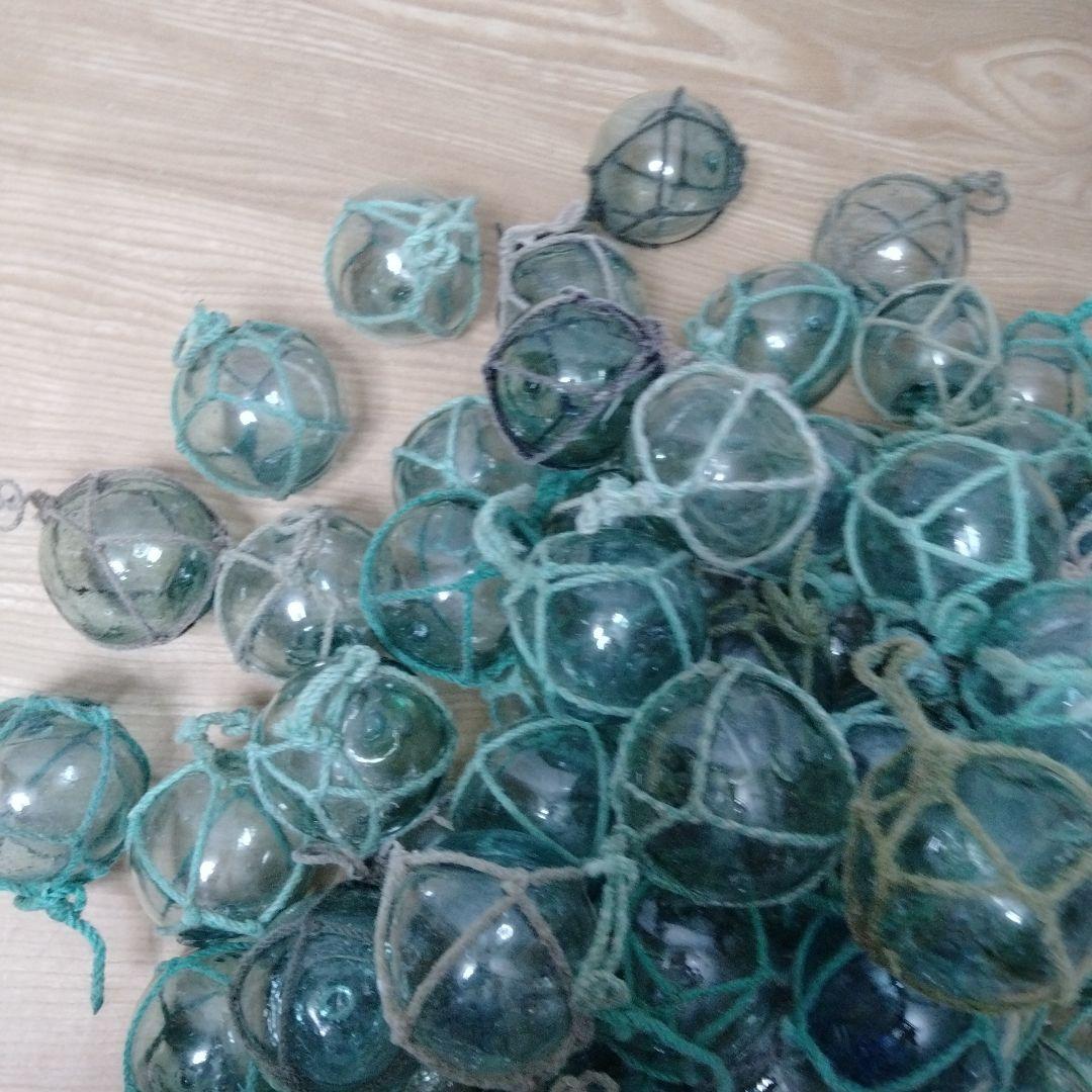 ガラス浮き球　浮き玉　９６個セット　網紐付き