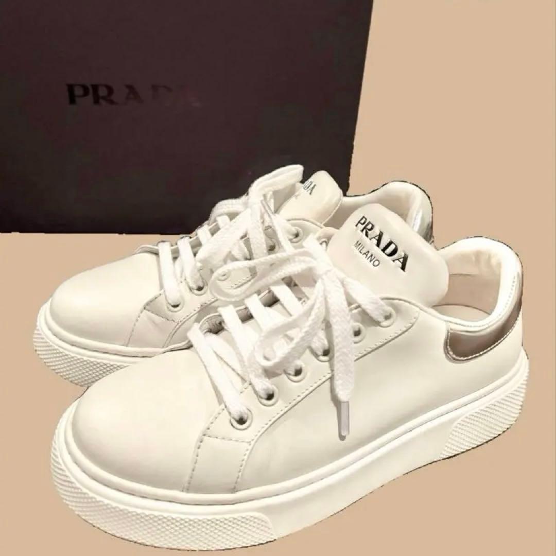【美品】PRADA レザーロゴスニーカー 36 1E621M