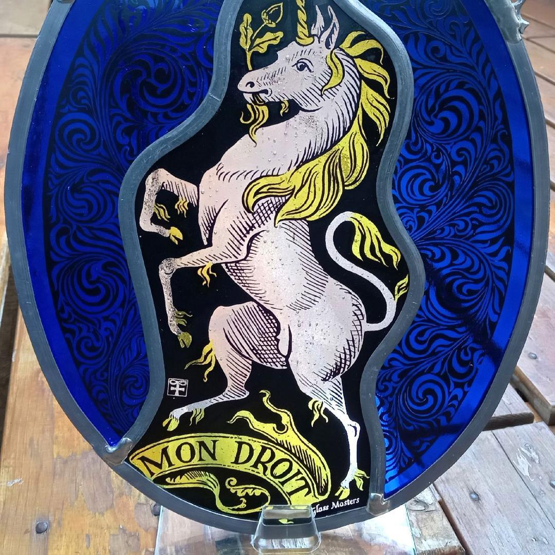 ステンドグラス Unicorn ユニコーン青の大判 グラスマスターズ社