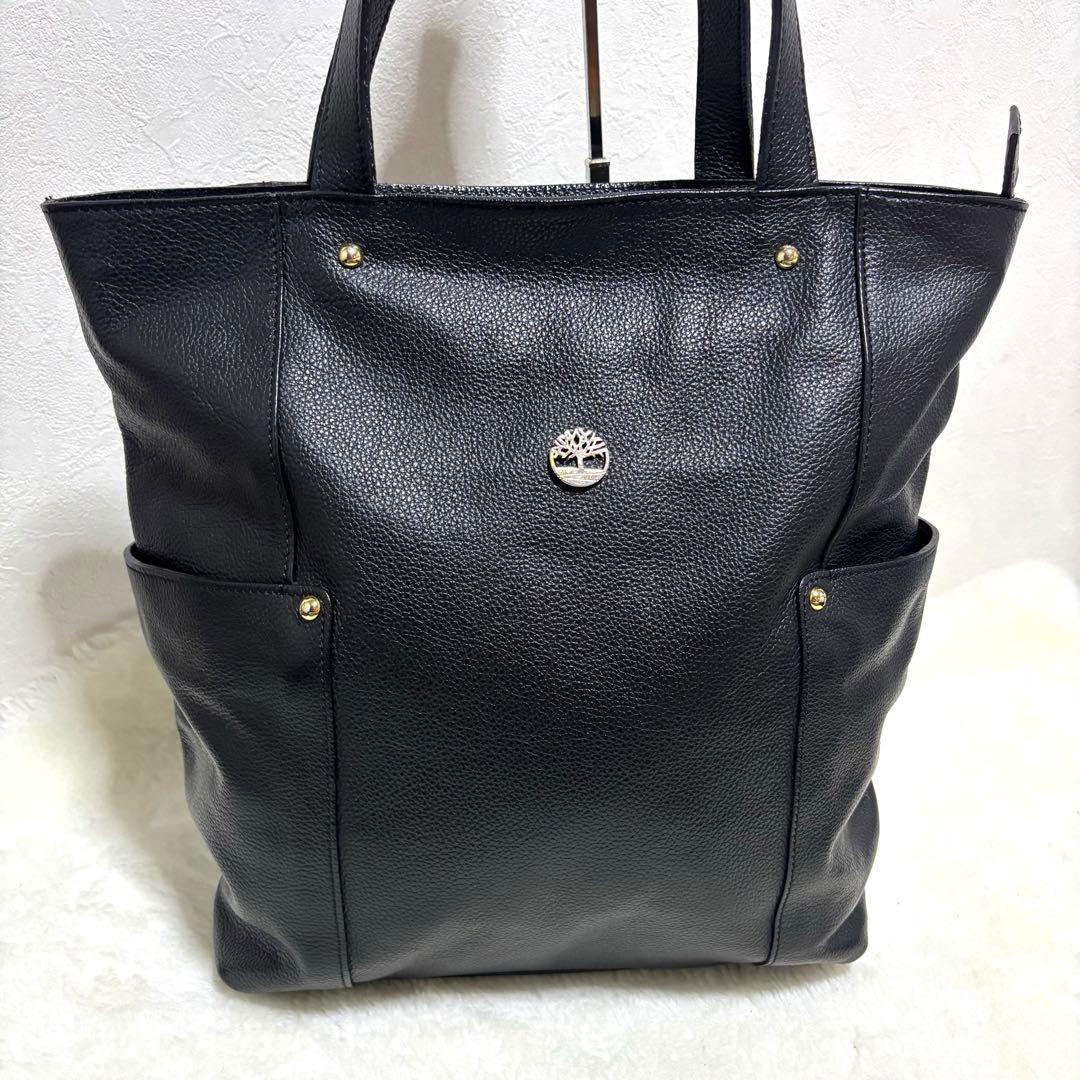【希少】ティンバーランド　トートバッグ　レザー　ブラック　シボ革　肩掛け