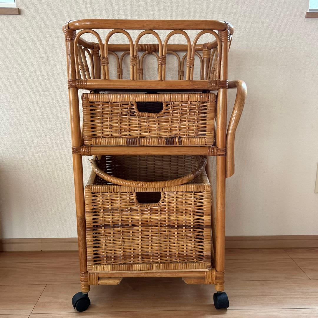 昭和レトロ　籐 ラタン　脱衣カゴ　バスケット　籐カゴ　ヴィンテージ