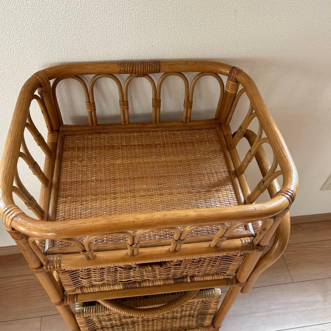 昭和レトロ　籐 ラタン　脱衣カゴ　バスケット　籐カゴ　ヴィンテージ