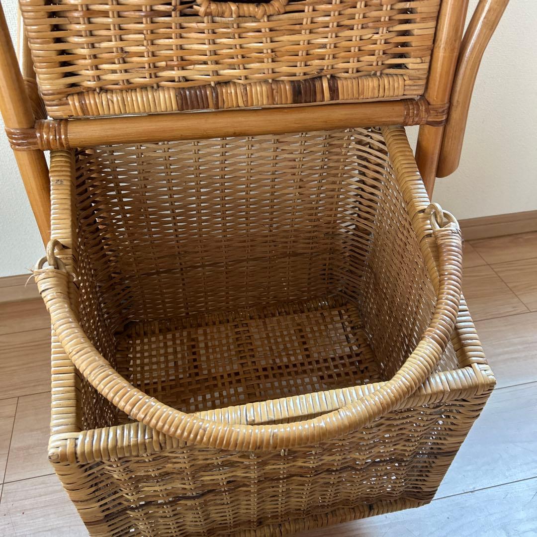 昭和レトロ　籐 ラタン　脱衣カゴ　バスケット　籐カゴ　ヴィンテージ