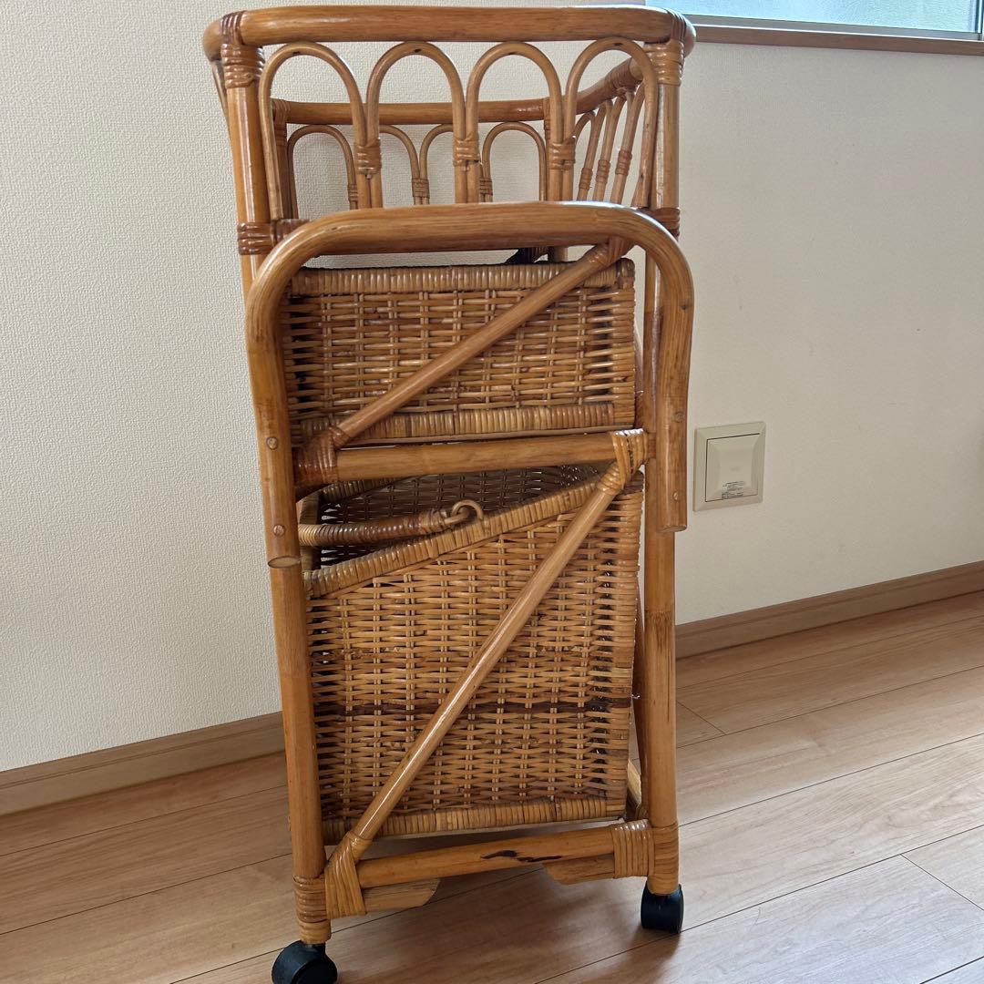 昭和レトロ　籐 ラタン　脱衣カゴ　バスケット　籐カゴ　ヴィンテージ