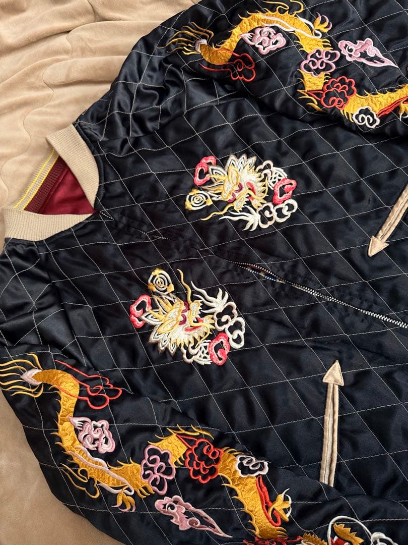 美品 ２面用 90s vintage 鷲龍 東洋 日本限定 スカジャン サテン
