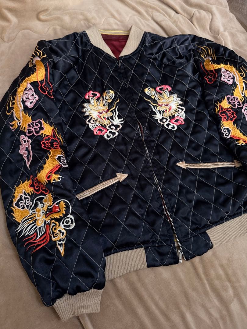 美品 ２面用 90s vintage 鷲龍 東洋 日本限定 スカジャン サテン