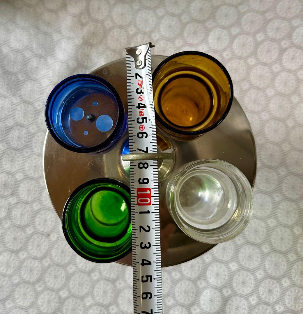 昭和レトロ ガラス 回転式 シカン瓶スタンド 4色　アンティーク器具スタンド