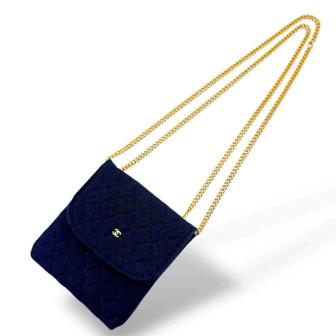 シャネル コットンキャンバス マトラッセ ココマーク チェーンショルダー ポーチ